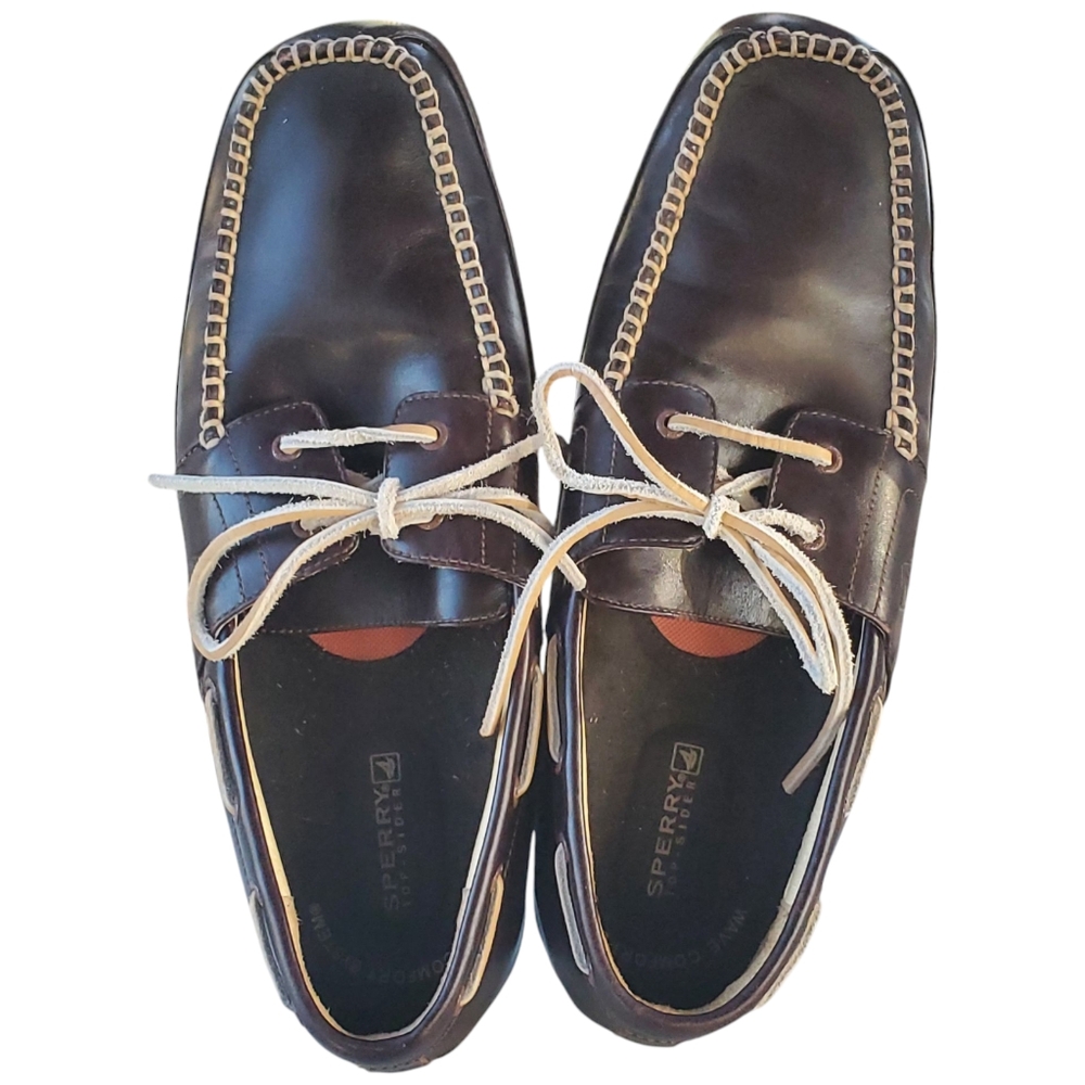Sperry Men's 9.5 Brown Leather Boat Shoes- Euc